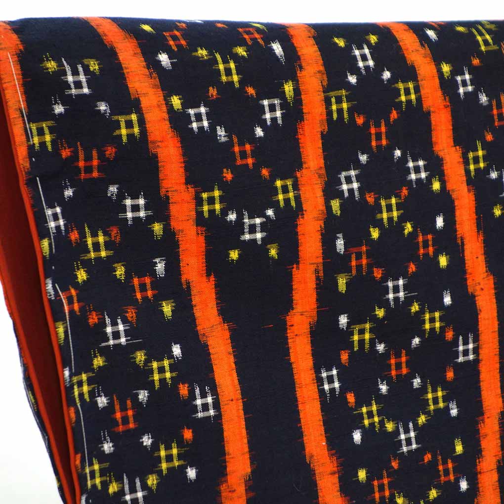 紬 リサイクル着物 身丈161cm 裄64cm 前幅23cm 後幅30cm 袖丈57cm 袖幅33cm レディース 袷 立涌 裄Mサイズ 秋冬春用 正絹（シルク）ネイビー 未使用品 リメイク リユース【ランクS】