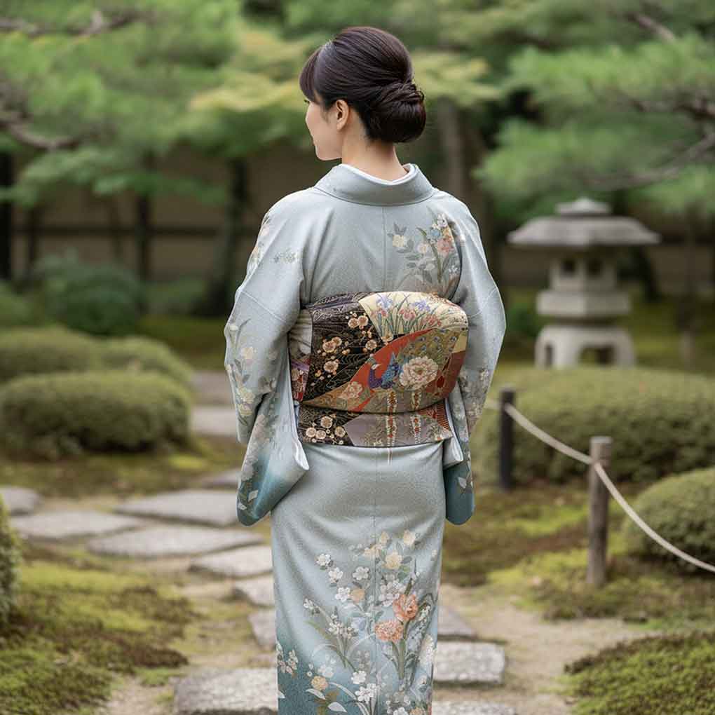 袋帯 リサイクル帯 幅30.5cm 長さ418cm レディース 扇面 秋冬春用 正絹（シルク）ブラック 美品 リメイク リユース【ランクA】
