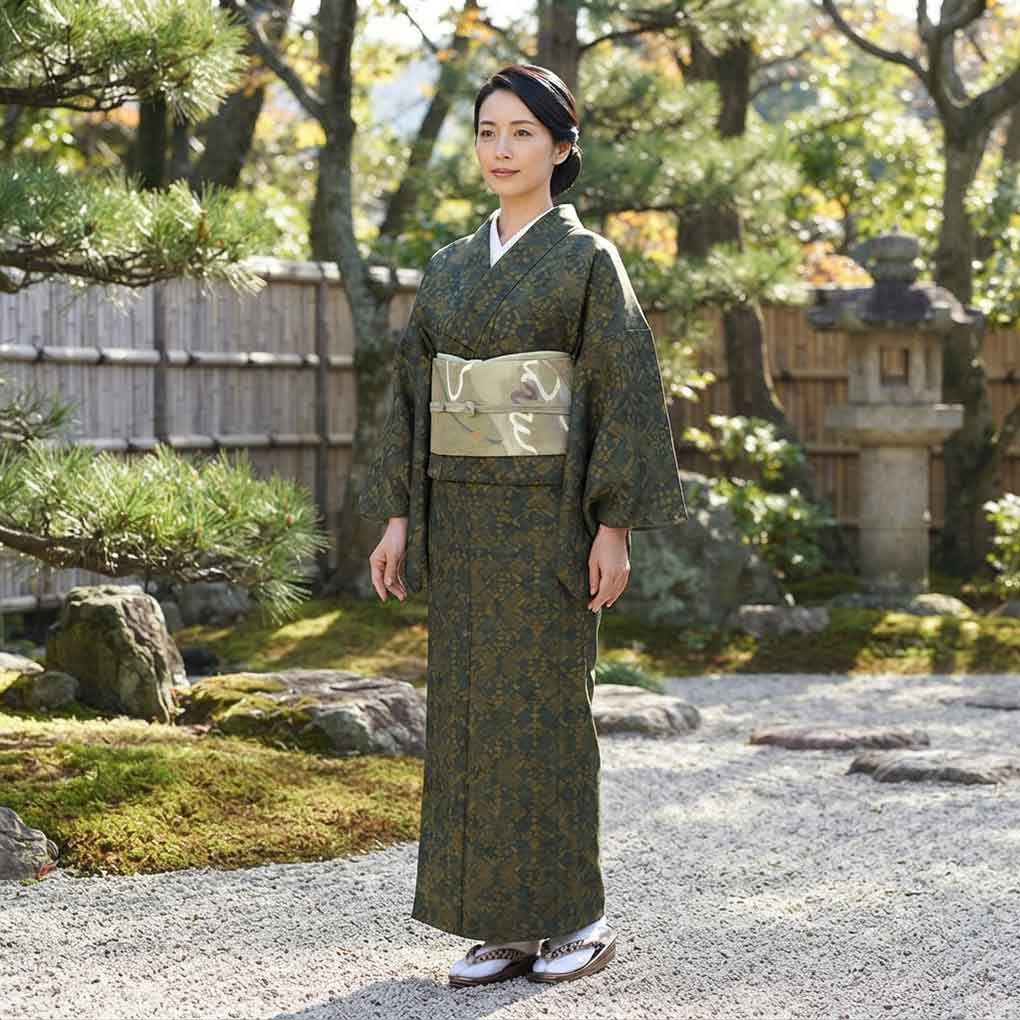 紬 リサイクル着物 身丈159cm 裄62cm 前幅24cm 後幅29cm 袖丈46cm 袖幅32cm レディース 袷 抽象柄 裄Sサイズ 秋冬春用 正絹（シルク）ブラック 美品 大島紬 リメイク リユース【ランクA】