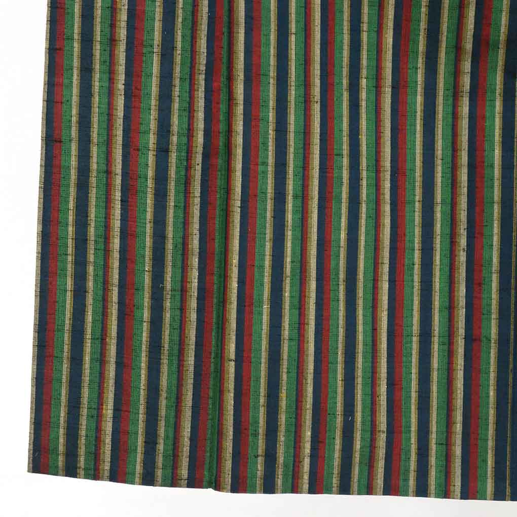 リサイクル着物 紬正絹グリーン地先染縦縞単衣紬着物 レディース 初夏・初秋用 シルク グリーン 裄Sサイズ身丈157cm 裄62cm 前幅25cm 後幅30cm 袖丈49cm【ランクA】