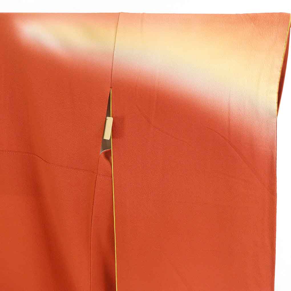 リサイクル 振袖 着物 身丈162cm 裄69cm 前幅24.5cm 後幅30cm 袖丈110cm 袖幅35cm レディース 袷 金彩 裄長 裄L-LLサイズ 秋冬春用 正絹（シルク）オレンジ地 美品 リサイクル リメイク リユース【ランクA】