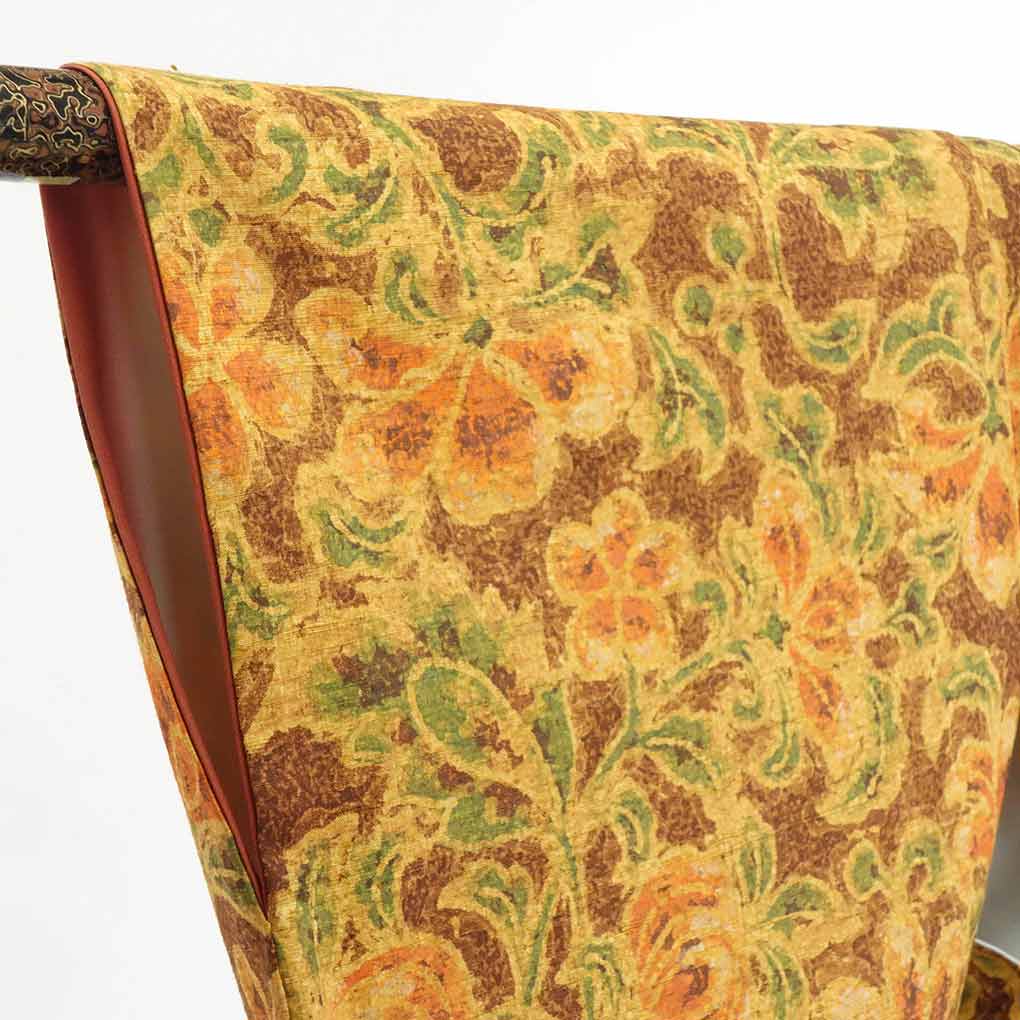 【在庫処分】リサイクル着物 小紋正絹茶色地紬生地使用花柄袷小紋着物レディース【裄Mサイズ】【ランクA】