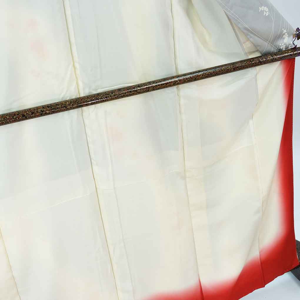 小紋 リサイクル着物 身丈166cm 裄65cm 前幅24cm 後幅30cm 袖丈52cm 袖幅34cm レディース 袷 花柄 裄Mサイズ 秋冬春用 正絹（シルク）グレー トールサイズ 未使用品 リメイク リユース【ランクS】