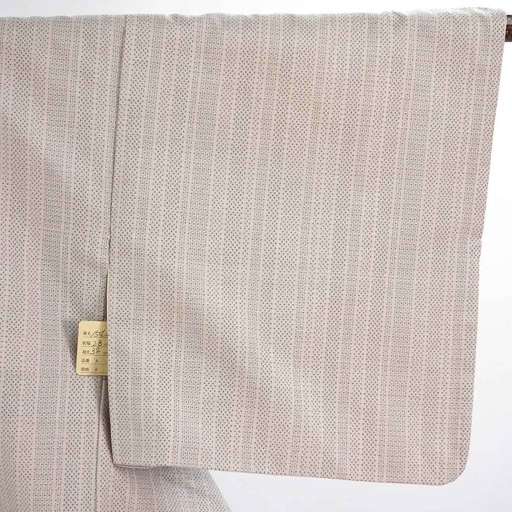 紬 リサイクル着物 身丈154cm 裄63cm 前幅23cm 後幅29cm 袖丈42cm 袖幅33cm レディース 袷 絣模様 裄Mサイズ 秋冬春用 正絹（シルク）グレー 難有り リメイク リユース【ランクC】