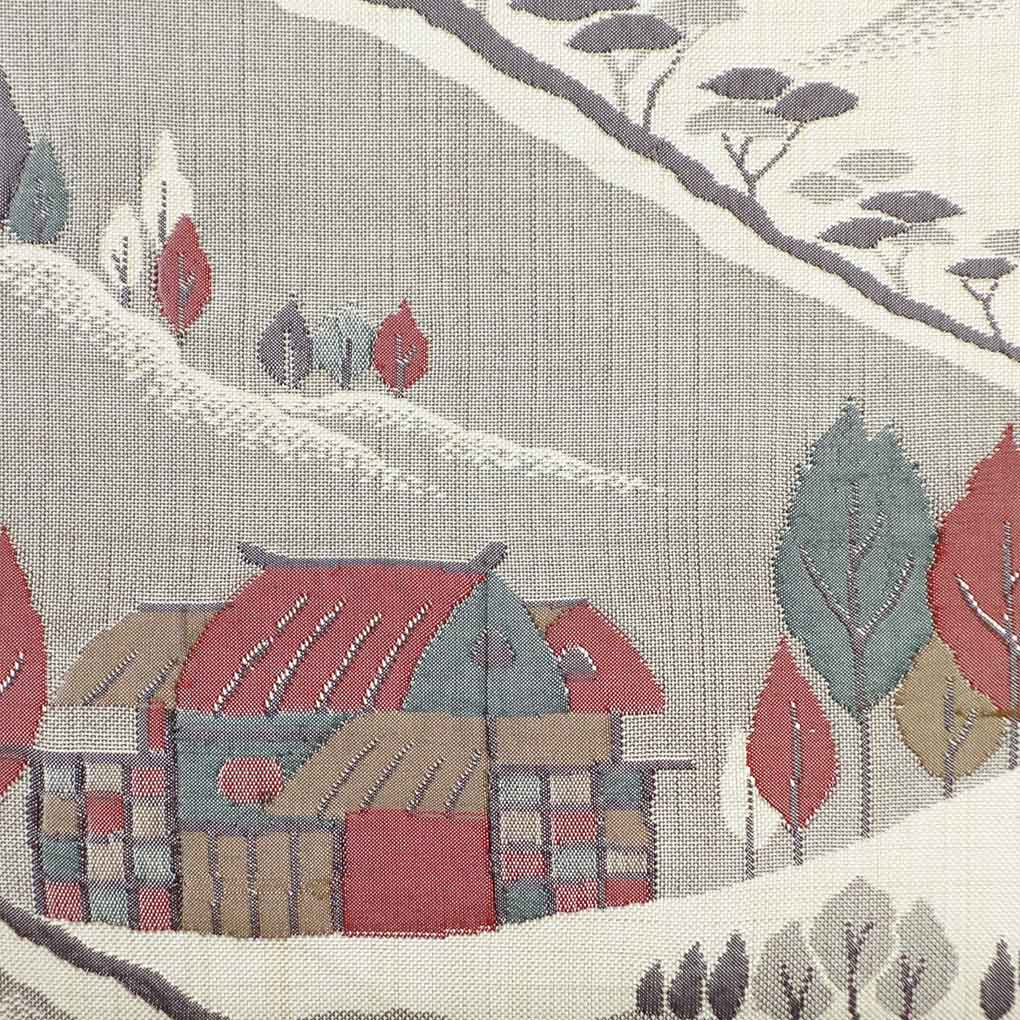 袋帯 リサイクル帯 幅30cm 長さ420cm レディース 風景画 秋冬春用 正絹(シルク)ベージュ 未使用品 リメイク リユース【ランクS】