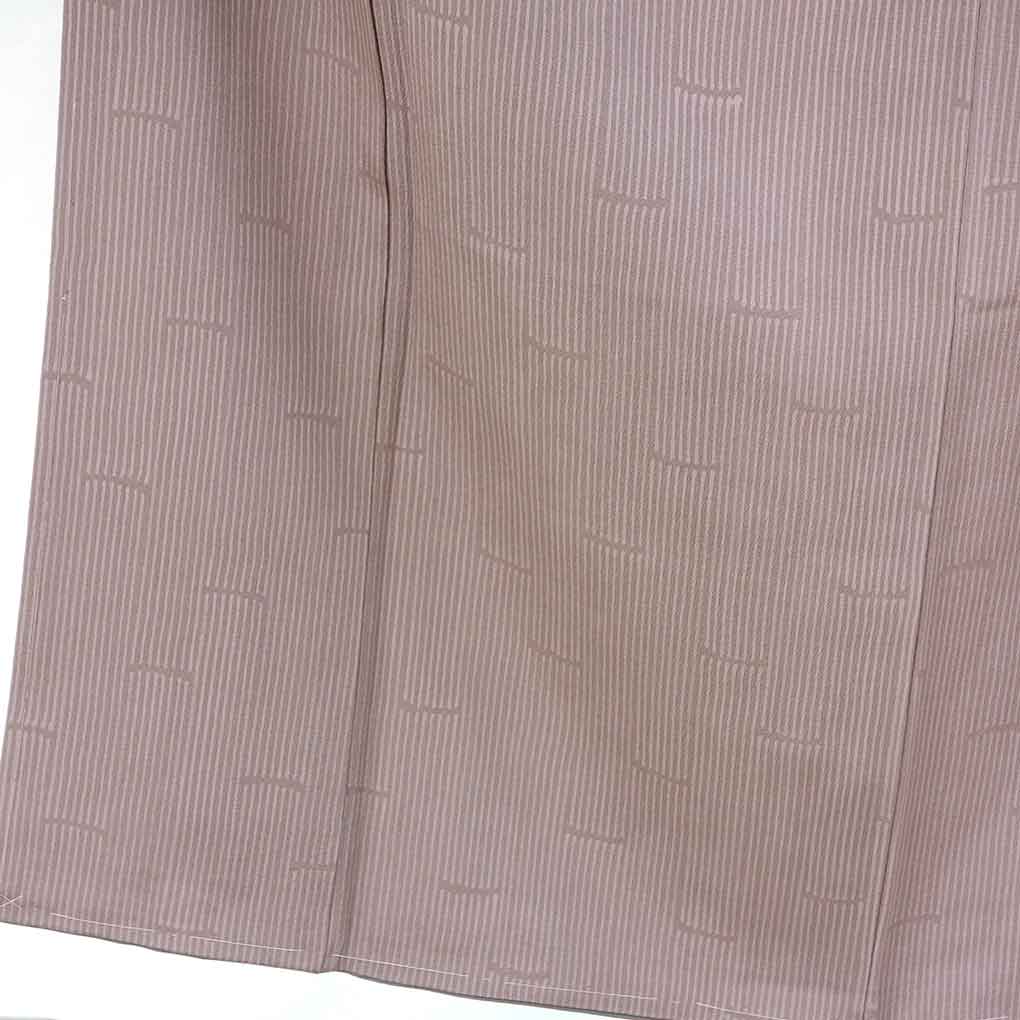 小紋 リサイクル着物 身丈154cm 裄61cm 前幅24cm 後幅30cm 袖丈45cm 袖幅31cm レディース 袷 縞 裄Sサイズ 秋冬春用 正絹（シルク）パープル 未使用品 リメイク リユース【ランクS】