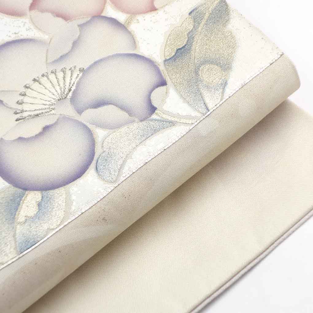 名古屋帯 リサイクル帯 幅30.5cm 長さ364cm レディース 梅柄 秋冬春用 正絹（シルク）ピンク 美品 リメイク リユース【ランクA】