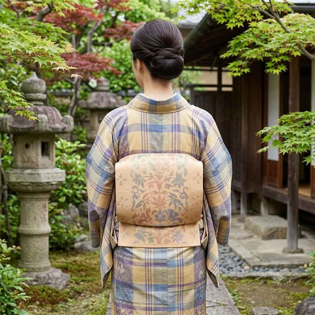 名古屋帯 リサイクル帯 幅30cm 長さ364cm レディース 植物 秋冬春用 正絹（シルク）オレンジ 未使用品 リメイク リユース【ランクS】