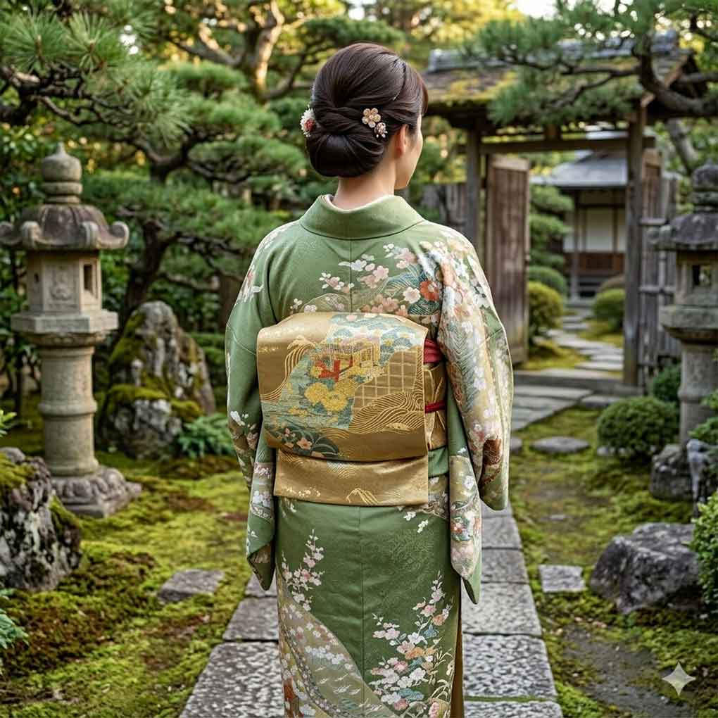 袋帯 リサイクル帯 幅31cm 長さ426cm レディース 扇面 秋冬春用 正絹（シルク）ゴールド 美品 リメイク リユース【ランクA】