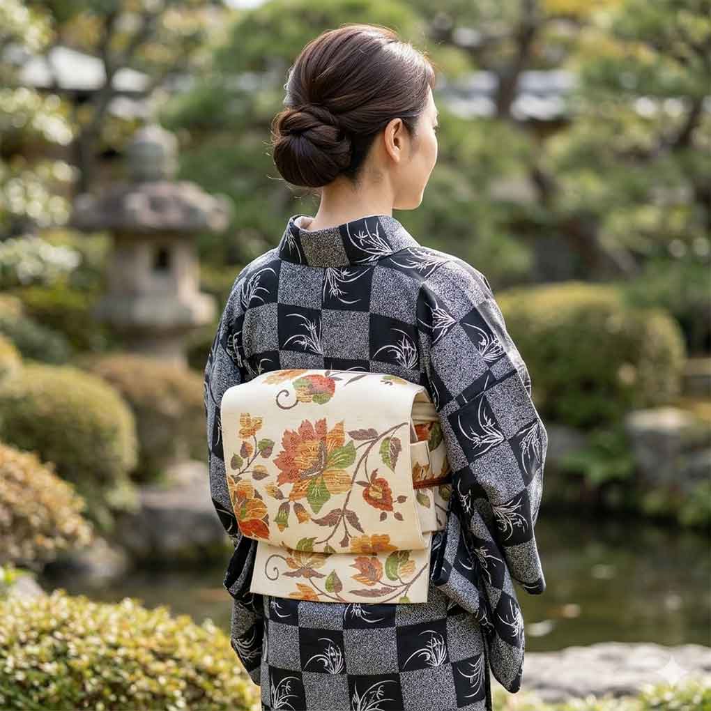 名古屋帯 リサイクル帯 幅31cm 長さ361cm レディース 花柄 秋冬春用 正絹(シルク)ホワイト 未使用品 リメイク リユース【ランクS】