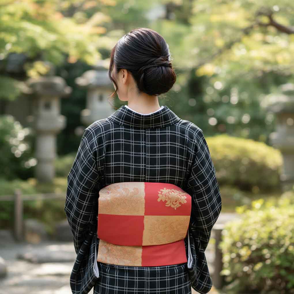 名古屋帯 リサイクル帯 幅31cm 長さ362cm レディース 花柄 秋冬春用 正絹(シルク)レッド 美品 リメイク リユース【ランクA】