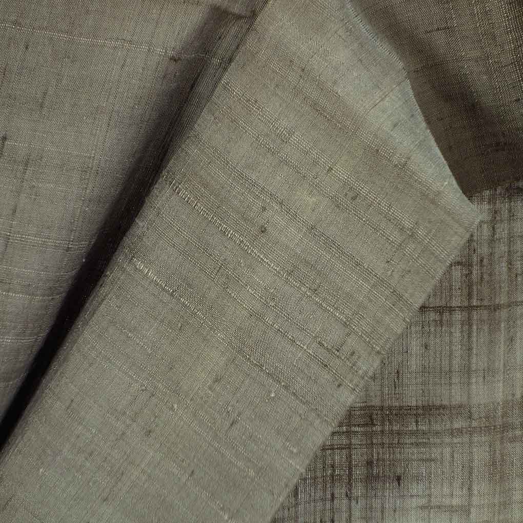訪問着 リサイクル着物 身丈157cm 裄63cm 前幅25.5cm 後幅30.5cm 袖丈49cm 袖幅33cm レディース 単衣 松皮菱 裄Mサイズ 初夏・初秋用 正絹（シルク）グレー やや難 リメイク リユース【ランクB】
