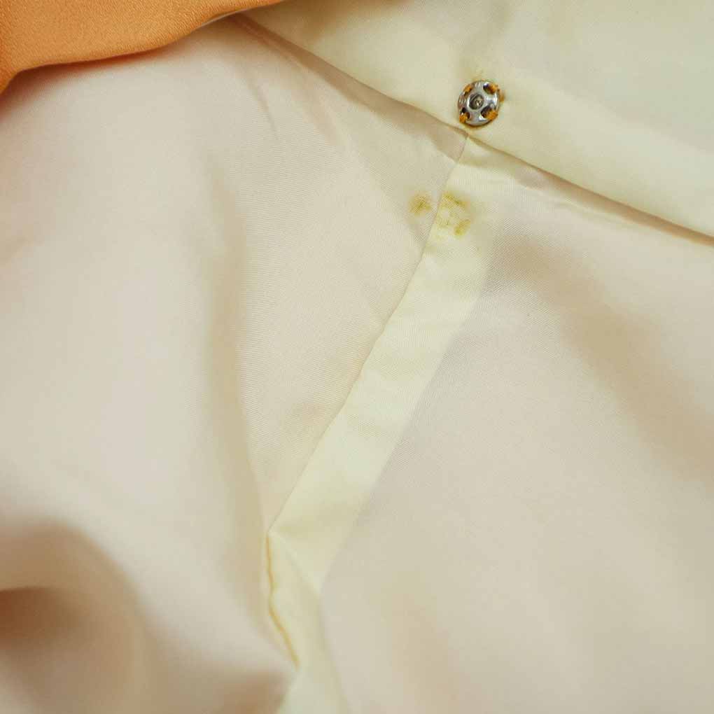 訪問着 リサイクル着物 身丈163cm 裄68cm 前幅23cm 後幅30.5cm 袖丈60cm 袖幅34cm レディース 袷 葡萄 裄長 裄Lサイズ 秋冬春用 正絹（シルク）オレンジ やや難 リメイク リユース【ランクB】