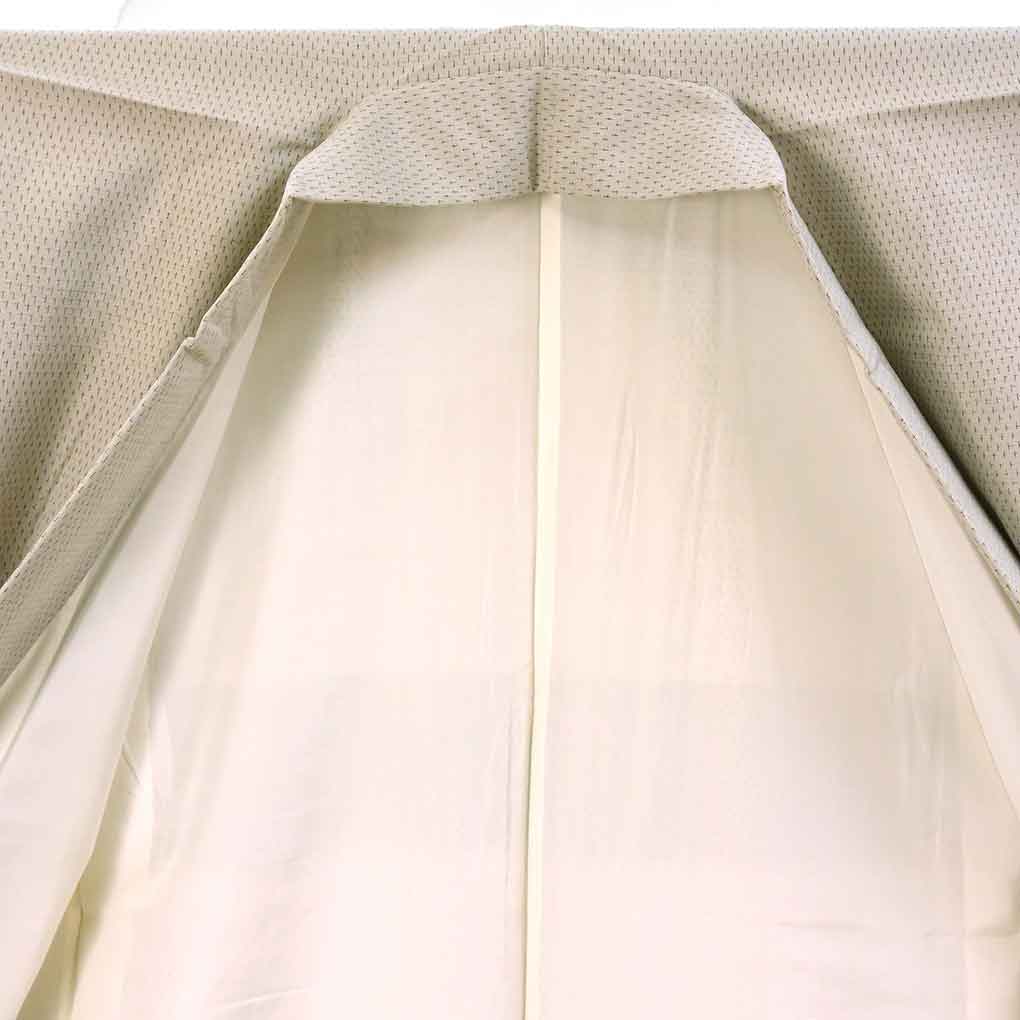 紬 リサイクル着物 身丈155cm 裄63cm 前幅23cm 後幅29cm 袖丈49cm 袖幅33cm レディース 袷 絣模様 裄Mサイズ 秋冬春用 正絹（シルク）グレー やや難 リメイク リユース【ランクB】