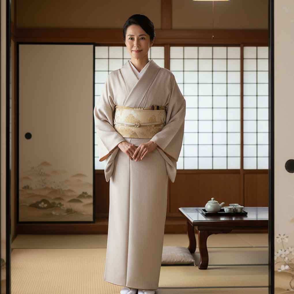 紬 リサイクル着物 身丈155cm 裄63cm 前幅23cm 後幅29cm 袖丈49cm 袖幅33cm レディース 袷 絣模様 裄Mサイズ 秋冬春用 正絹（シルク）グレー やや難 リメイク リユース【ランクB】