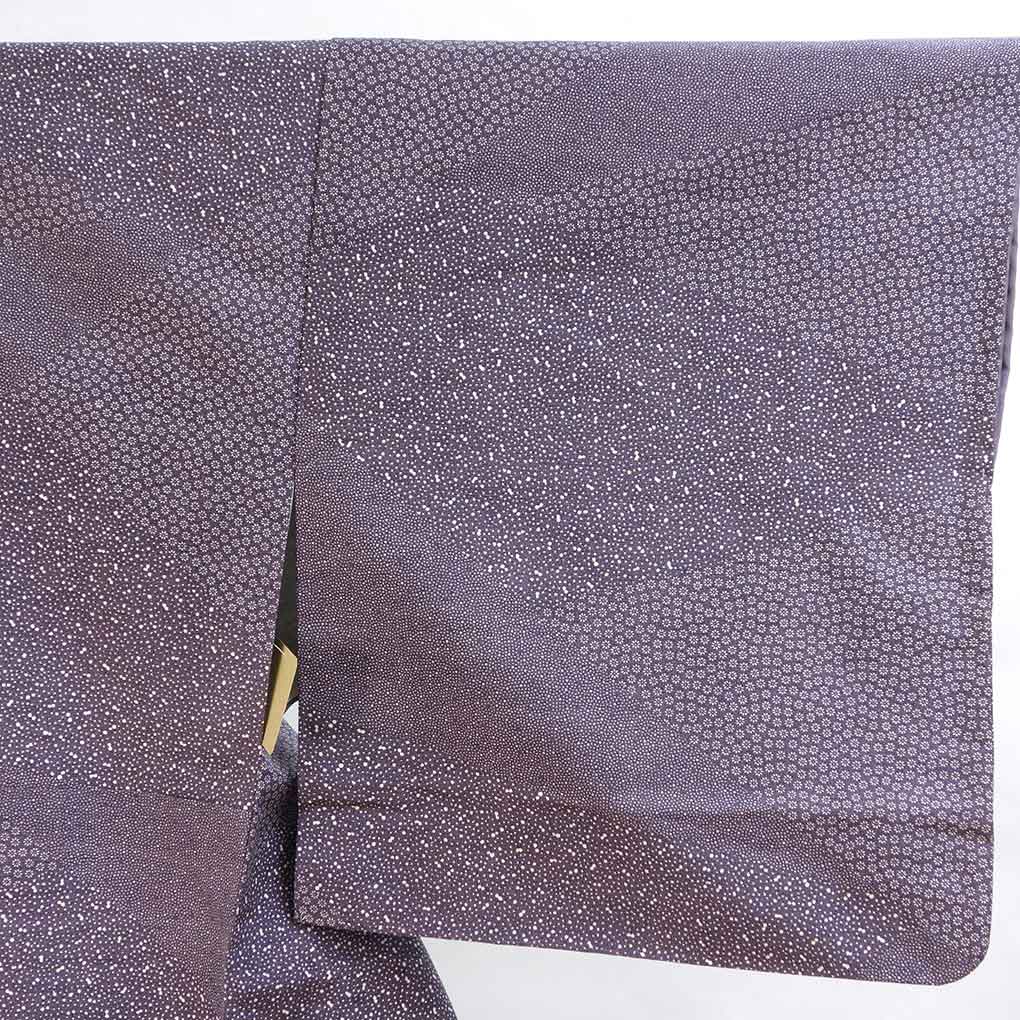 小紋 リサイクル着物 身丈161cm 裄65cm 前幅25cm 後幅30cm 袖丈45cm 袖幅32cm レディース 袷 江戸小紋 裄Mサイズ 秋冬春用 正絹（シルク）パープル 美品 リメイク リユース【ランクA】