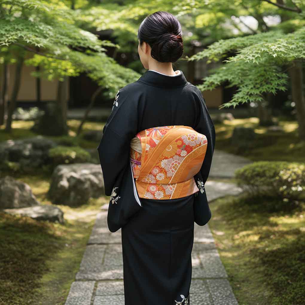袋帯 リサイクル帯 幅30.5cm 長さ440cm レディース 花柄 秋冬春用 正絹（シルク）オレンジ 美品 リメイク リユース【ランクA】