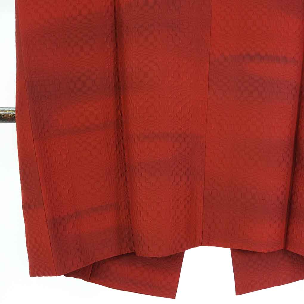 コート リサイクル着物 コート丈100cm 裄69cm 袖丈47cm 袖幅35cm レディース 袷 ぼかし 裄長 裄L-LLサイズ 秋冬春用 正絹（シルク）レッド 美品 リメイク リユース【ランクA】