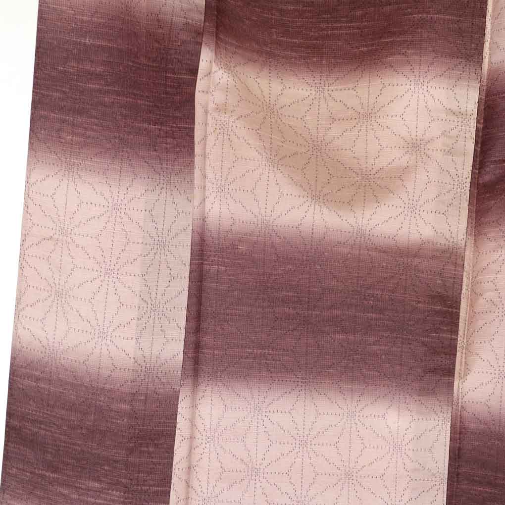 紬 リサイクル着物 身丈163cm 裄64cm 前幅26.5cm 後幅30.5cm 袖丈47cm 袖幅32cm レディース 単衣 横段柄 裄Mサイズ 初夏・初秋用 正絹（シルク）パープル やや難 リメイク リユース【ランクB】