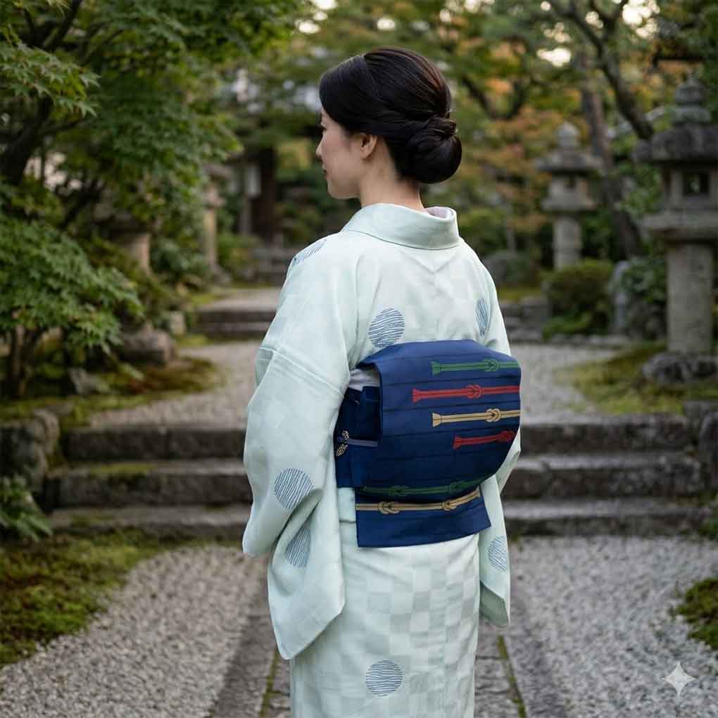 名古屋帯 リサイクル帯 幅30cm 長さ345cm レディース 組紐 秋冬春用 正絹(シルク)ネイビー 美品 リメイク リユース【ランクA】