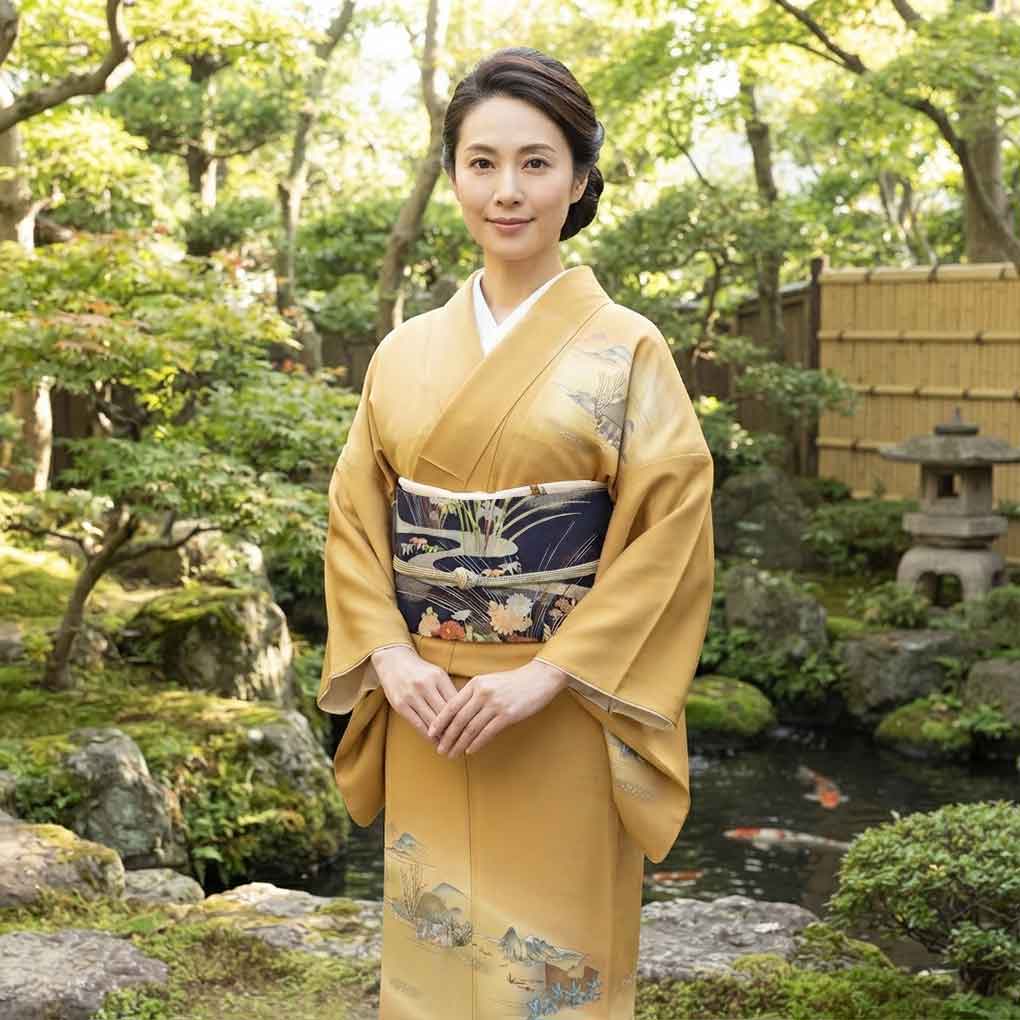 訪問着 リサイクル着物 身丈165cm 裄68cm 前幅23cm 後幅30cm 袖丈48cm 袖幅34cm レディース 袷 風景画 裄長 裄Lサイズ 秋冬春用 正絹(シルク)ブラウン トールサイズ 未使用品 リメイク リユース【ランクS】