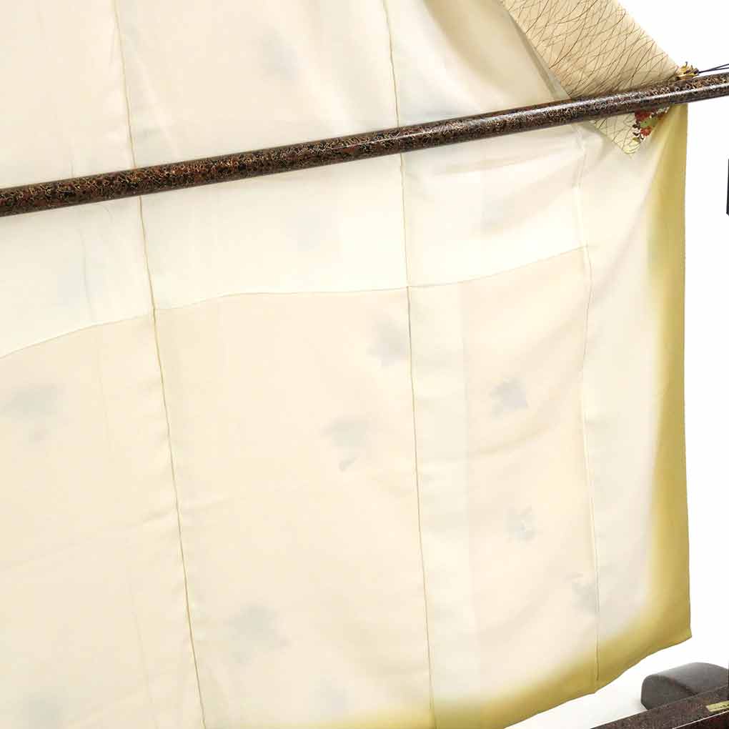 【在庫処分】リサイクル着物 小紋正絹薄茶地露芝柄袷小紋着物レディース【裄Mサイズ】【ランクB】