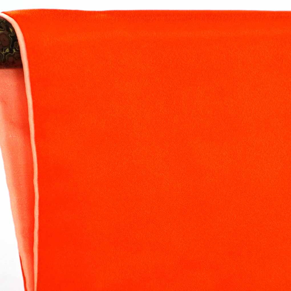 女児着物 リサイクル着物  レディース 袷 花柄 秋冬春用 正絹（シルク）オレンジ 美品 リメイク リユース【ランクA】