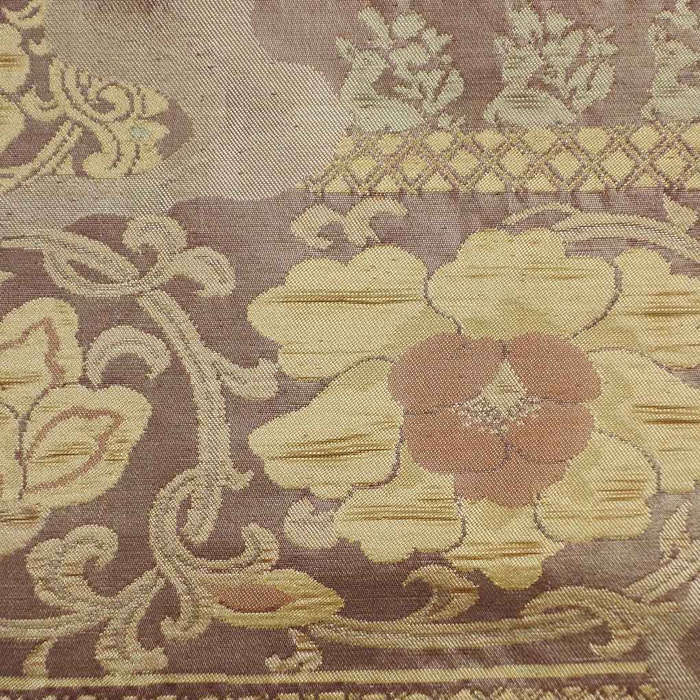 名古屋帯 リサイクル帯 幅31.5cm 長さ340cm レディース 花柄 秋冬春用 正絹（シルク）ブラウン 美品 リメイク リユース【ランクA】