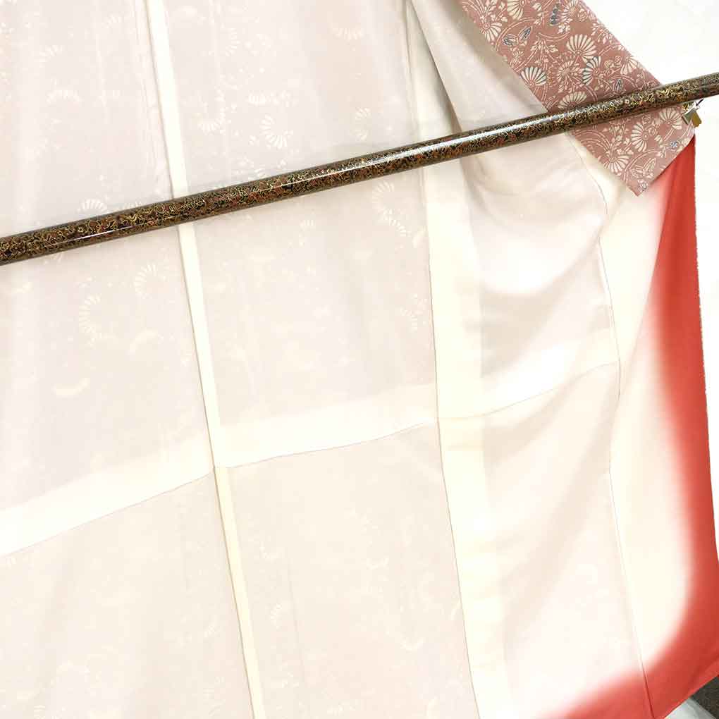 小紋 リサイクル着物 身丈165cm 裄63cm 前幅24cm 後幅30cm 袖丈49cm 袖幅32cm レディース 袷 花柄 裄Mサイズ 秋冬春用 正絹（シルク）ピンク トールサイズ 美品 リメイク リユース【ランクA】