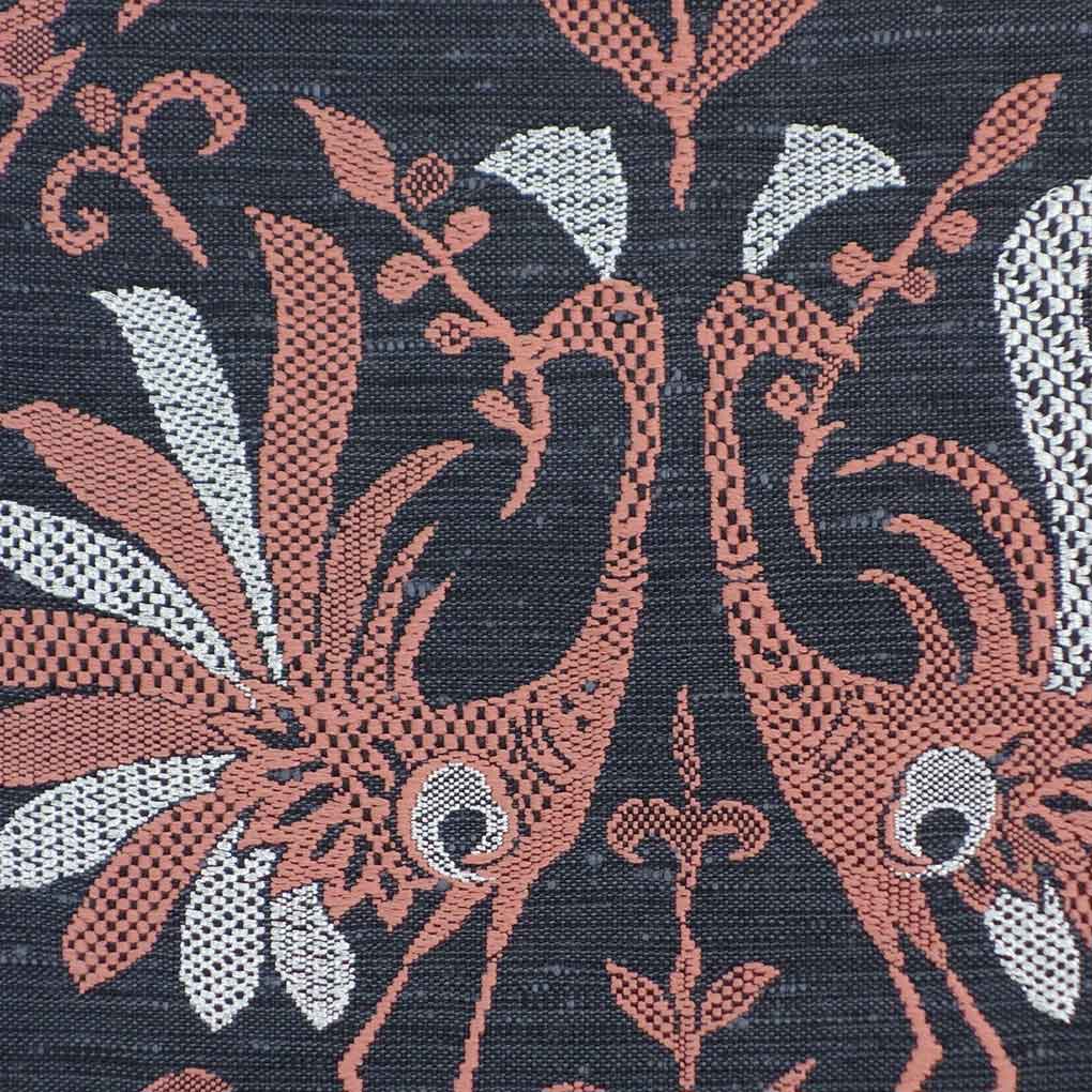 名古屋帯 リサイクル帯 幅29cm 長さ345cm レディース 鳥柄 秋冬春用 正絹（シルク）ブラック 美品 リメイク リユース【ランクA】