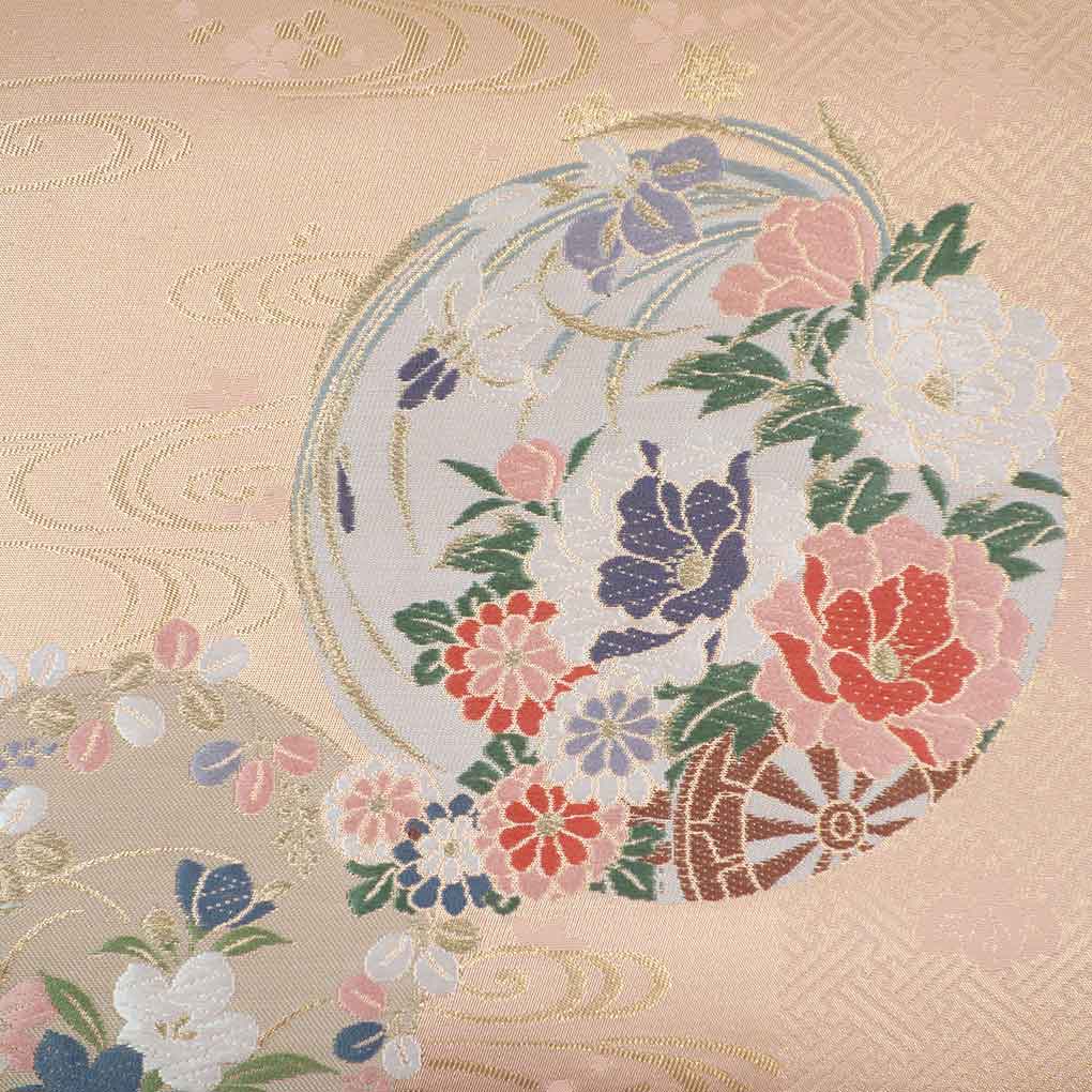 ✨名古屋帯 レトロ アンティーク 花柄 刺繍 正絹