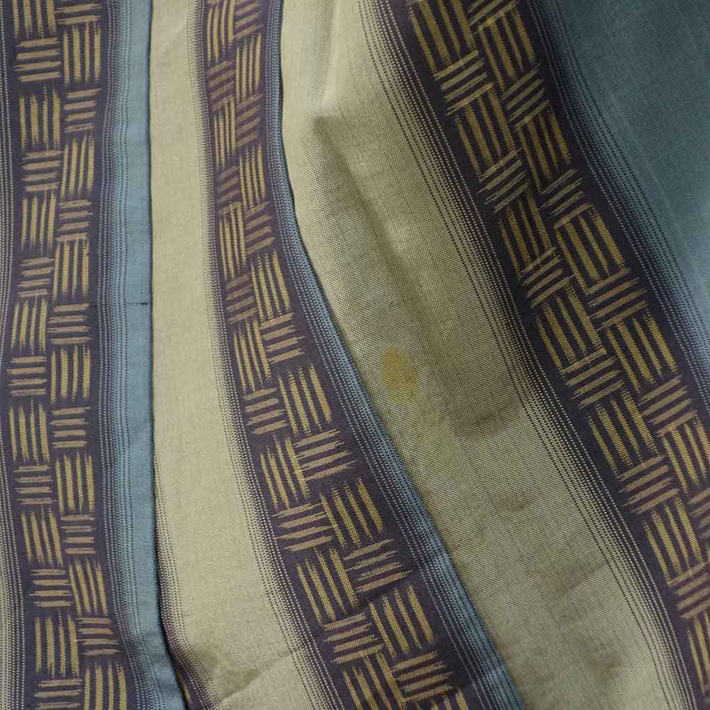 紬 リサイクル着物 身丈162cm 裄66cm 前幅24cm 後幅30cm 袖丈49cm 袖幅33cm レディース 単衣 縞 裄長 裄M-Lサイズ 初夏・初秋用 正絹（シルク）ブラウン やや難 大島紬 リメイク リユース【ランクB】