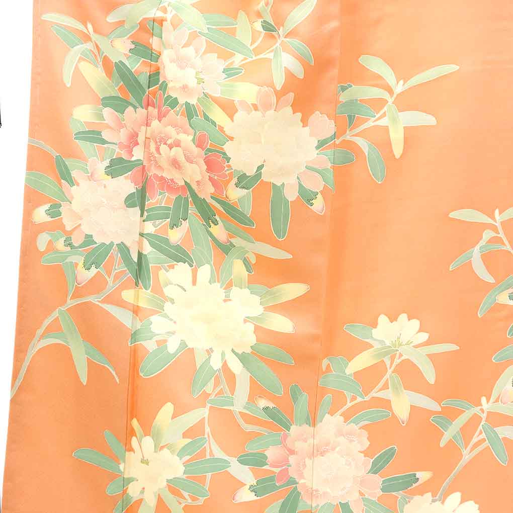 訪問着 リサイクル着物 身丈161cm 裄64cm 前幅24cm 後幅30cm 袖丈56cm 袖幅32cm レディース 袷 花柄 裄Mサイズ 秋冬春用 正絹（シルク）ピンク 未使用品 リメイク リユース【ランクS】