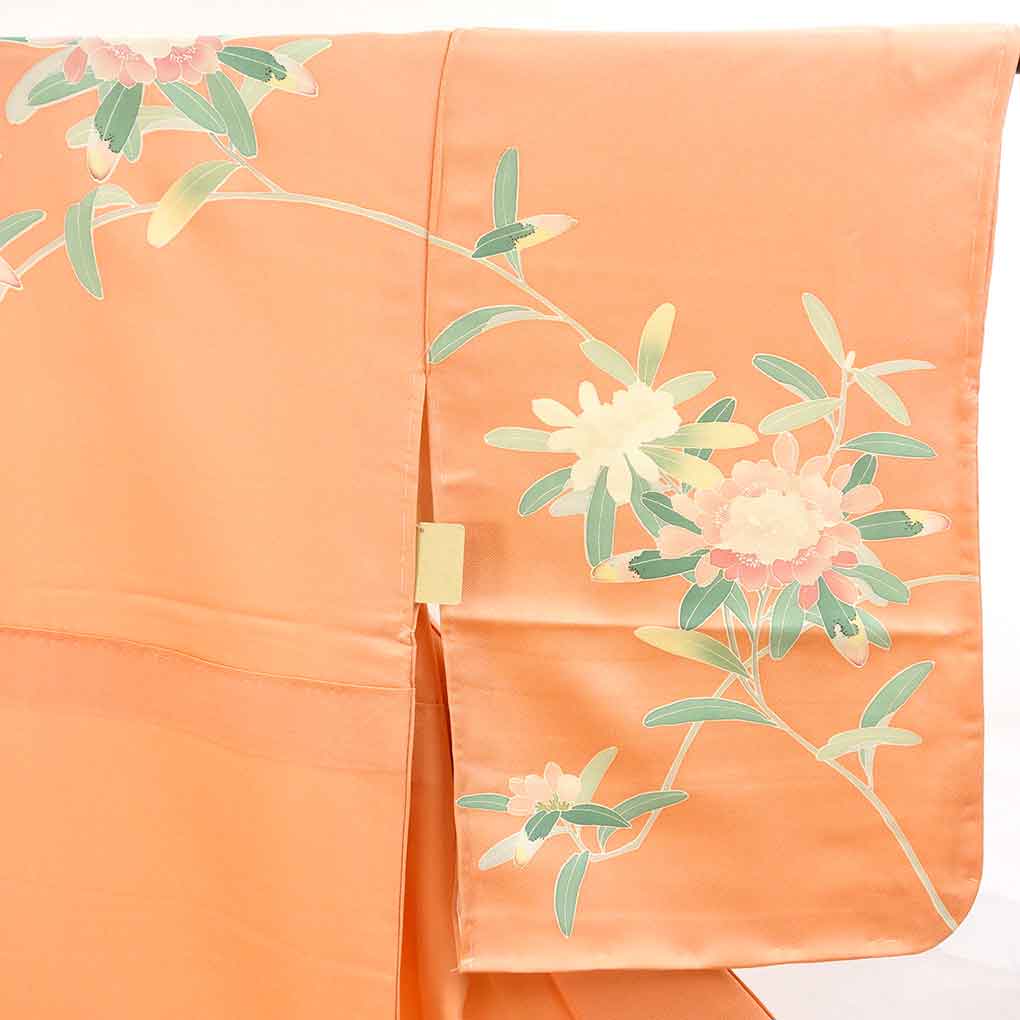 訪問着 リサイクル着物 身丈161cm 裄64cm 前幅24cm 後幅30cm 袖丈56cm 袖幅32cm レディース 袷 花柄 裄Mサイズ 秋冬春用 正絹（シルク）ピンク 未使用品 リメイク リユース【ランクS】