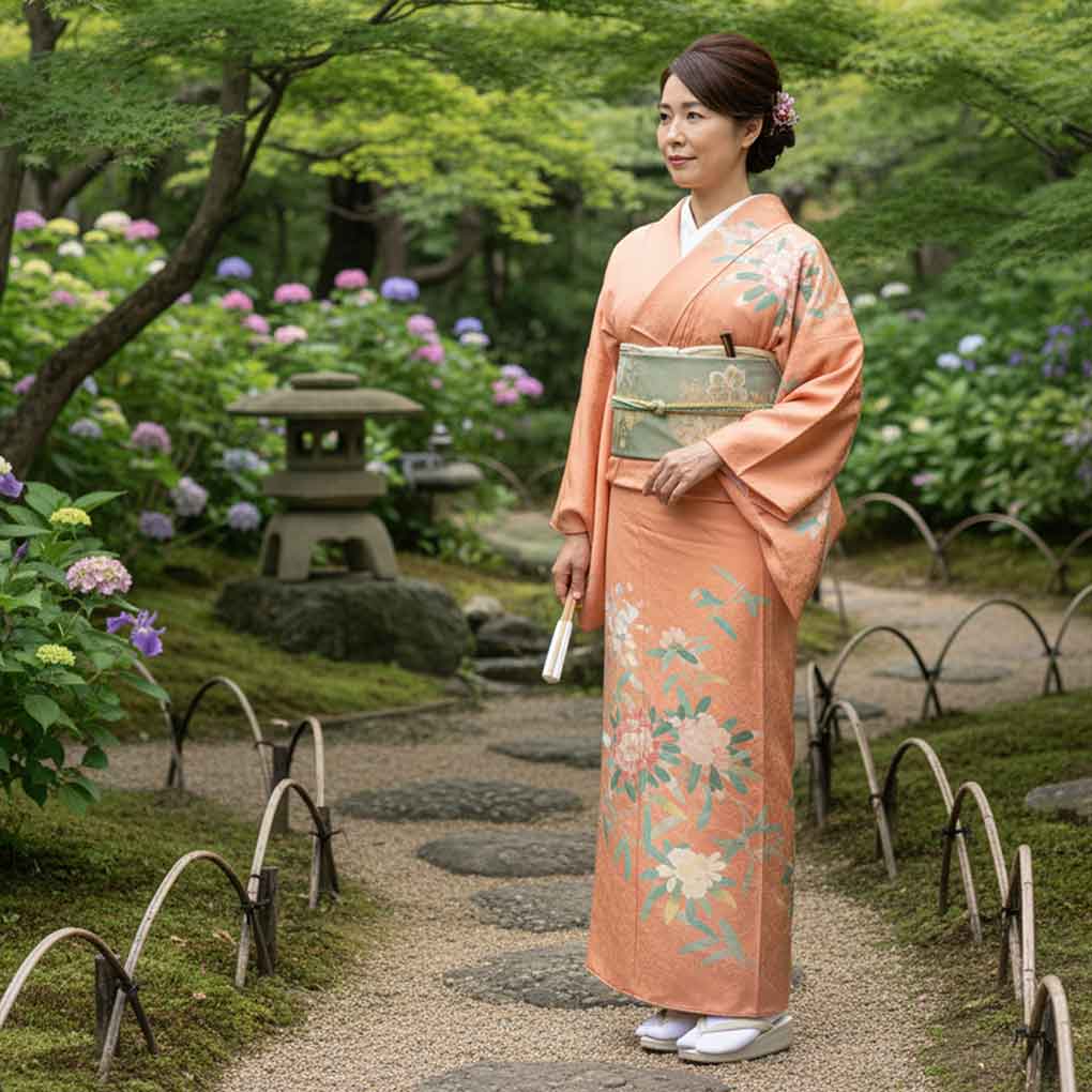 訪問着 リサイクル着物 身丈161cm 裄64cm 前幅24cm 後幅30cm 袖丈56cm 袖幅32cm レディース 袷 花柄 裄Mサイズ 秋冬春用 正絹（シルク）ピンク 未使用品 リメイク リユース【ランクS】