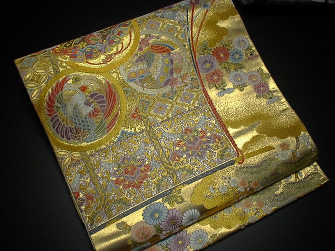 【未使用】帯　箔　六通正絹袋帯　正絹　　袋帯　着物　金煌箔　obi 正絹 袋帯 本金箔 着物 未使用】帯 箔 六通正絹袋帯 正絹 袋帯 着物 金