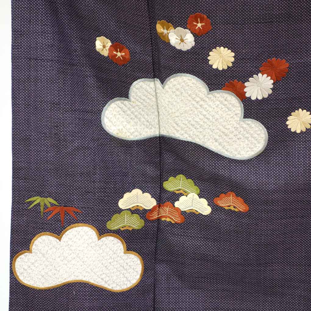 訪問着 リサイクル着物 身丈158cm 裄64cm 前幅25.5cm 後幅30cm 袖丈49cm 袖幅33cm レディース 袷 松 裄Mサイズ 秋冬春用 正絹（シルク）パープル 美品 リメイク リユース【ランクA】