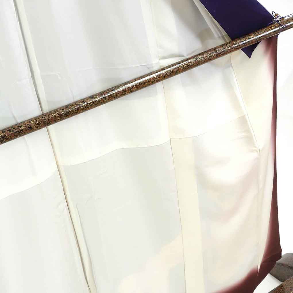 リサイクル 訪問着 着物 身丈155cm 裄70cm 前幅24cm 後幅30cm 袖丈45cm 袖幅35cm レディース 袷 花柄 裄長 裄L-LLサイズ 秋冬春用 正絹（シルク）紫地 やや難 リサイクル リメイク リユース【ランクB】