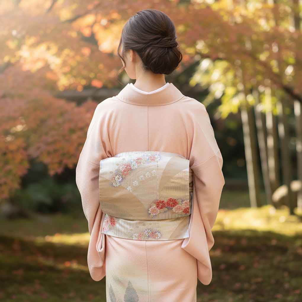 袋帯 リサイクル帯 幅30cm 長さ429cm レディース 花柄 秋冬春用 正絹(シルク)ゴールド 美品 リメイク リユース【ランクA】