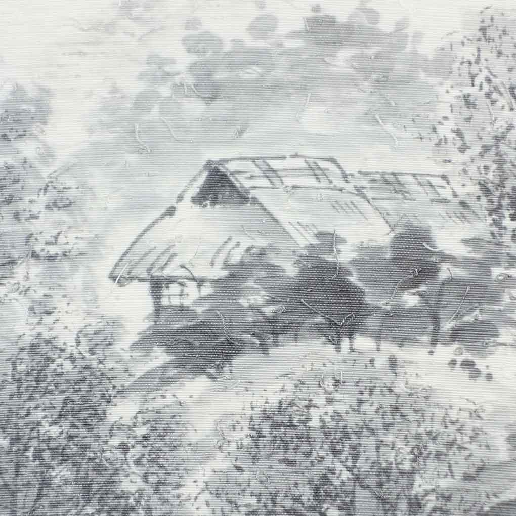 名古屋帯 リサイクル帯 幅30cm 長さ375cm レディース 風景画 秋冬春用 正絹(シルク)ホワイト 未使用品 リメイク リユース【ランクS】