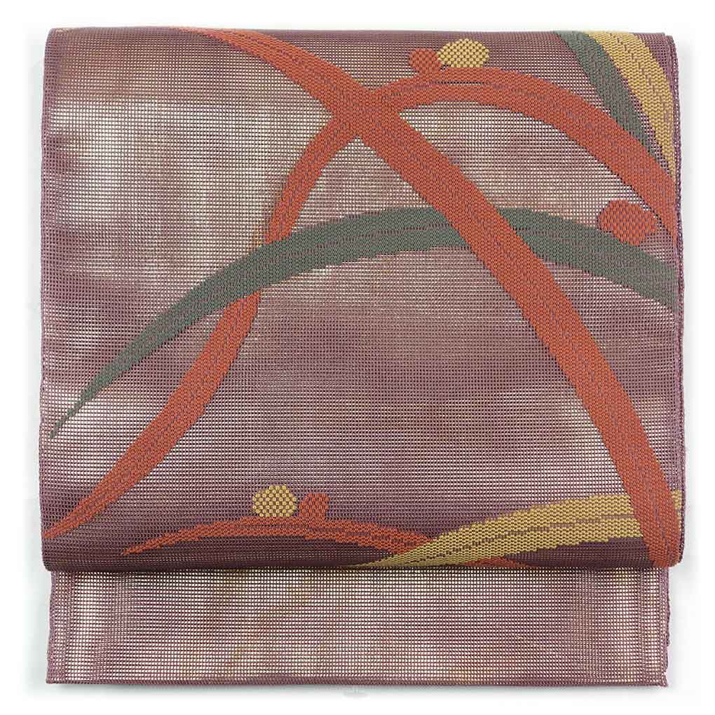 袋帯 リサイクル帯 幅30cm 長さ425cm レディース 露芝 夏用 正絹（シルク）パープル 美品 リメイク リユース【ランクA】