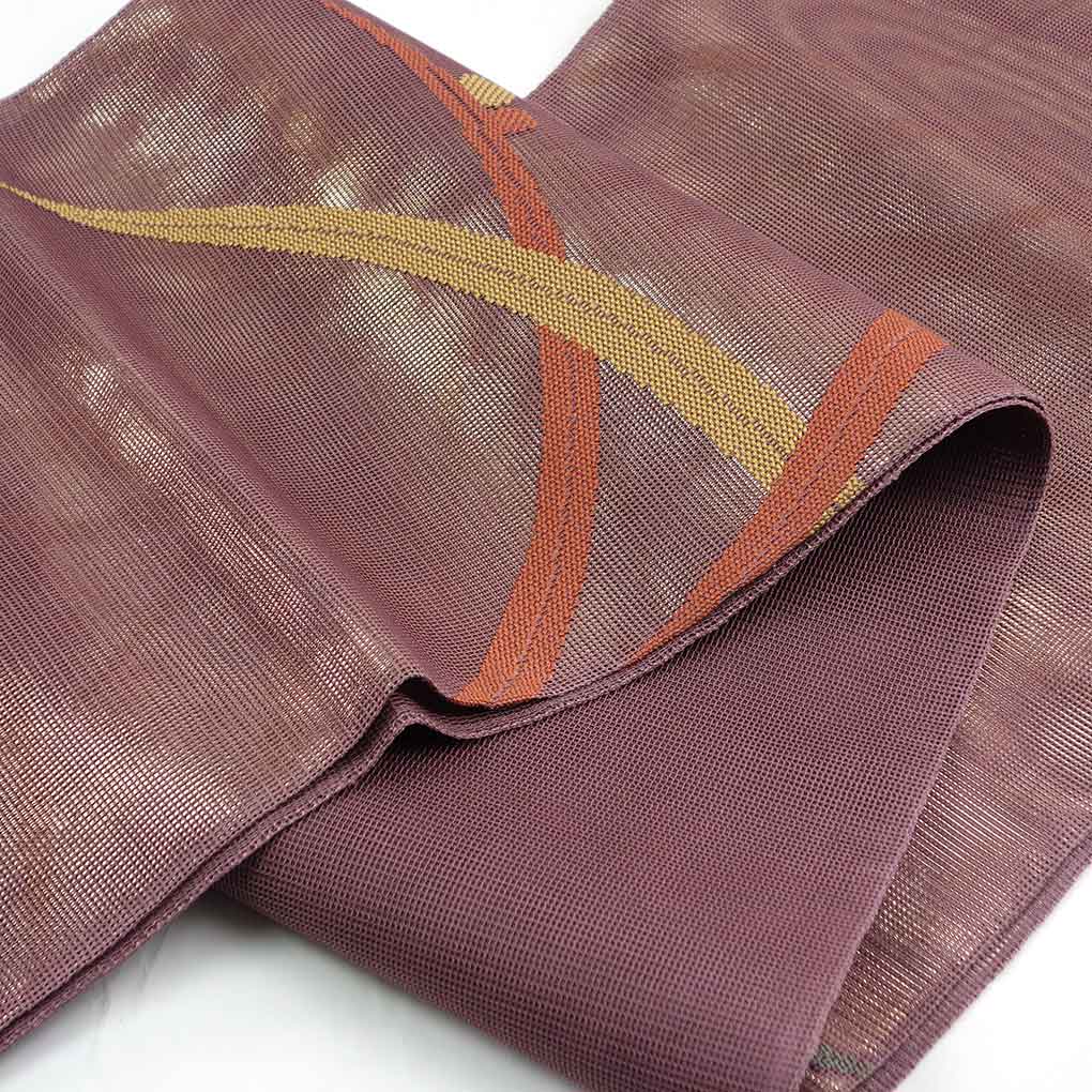 袋帯 リサイクル帯 幅30cm 長さ425cm レディース 露芝 夏用 正絹（シルク）パープル 美品 リメイク リユース【ランクA】