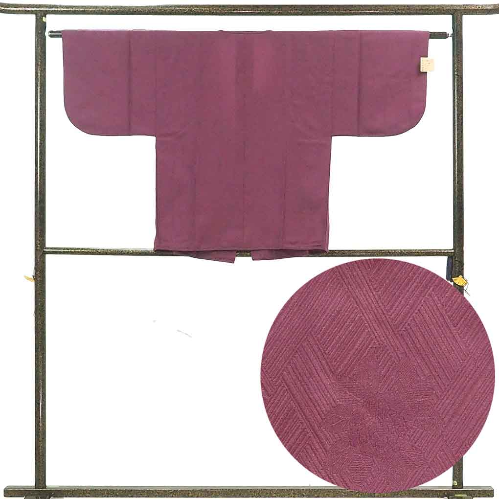 コート リサイクル着物 コート丈75cm 裄62cm 袖丈37cm 袖幅31cm レディース 単衣 無地 裄Sサイズ 初夏・初秋用 ポリエステル パープル 美品 リメイク リユース【ランクA】