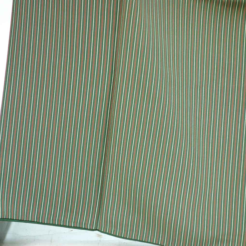 小紋 リサイクル着物 身丈167cm 裄68cm 前幅23.5cm 後幅30cm 袖丈49cm 袖幅34cm レディース 袷 縞 裄長 裄Lサイズ 秋冬春用 正絹（シルク）グリーン トールサイズ 美品 リメイク リユース【ランクA】