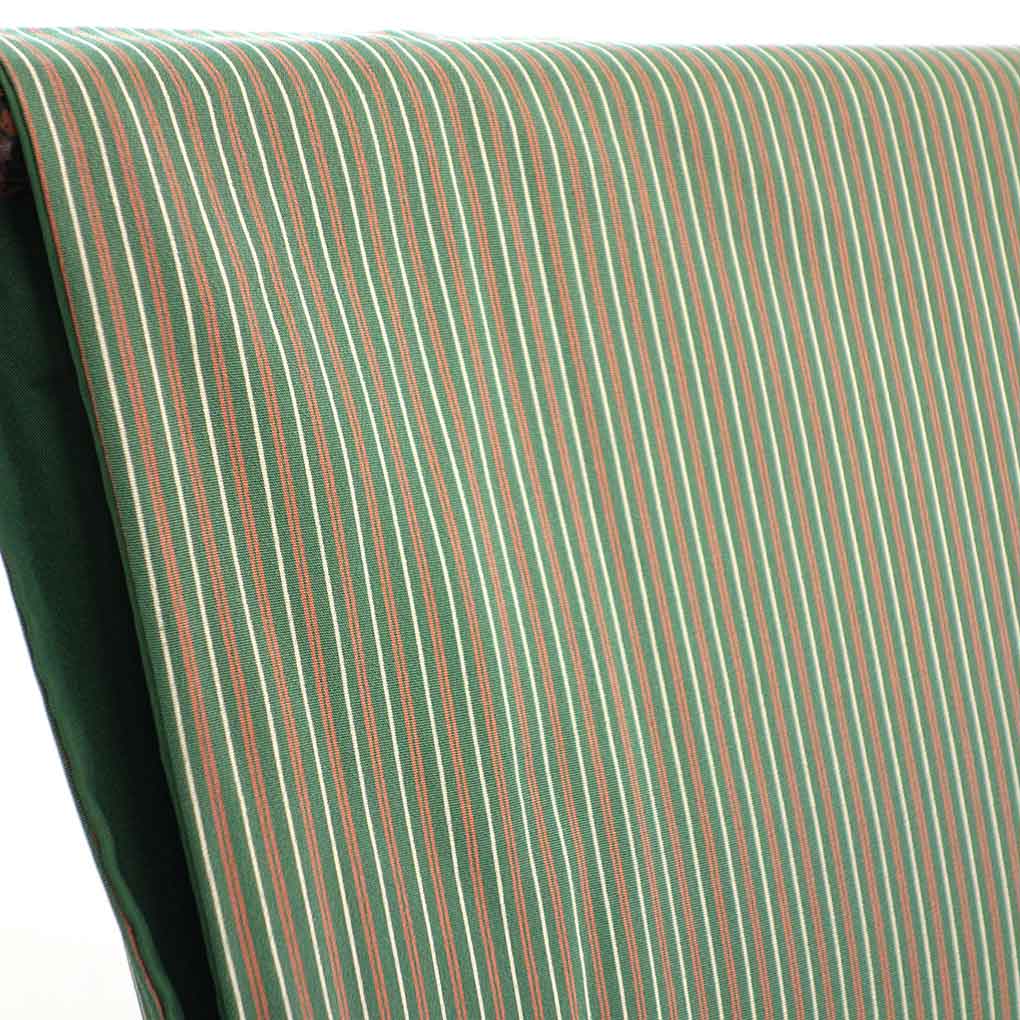 小紋 リサイクル着物 身丈167cm 裄68cm 前幅23.5cm 後幅30cm 袖丈49cm 袖幅34cm レディース 袷 縞 裄長 裄Lサイズ 秋冬春用 正絹（シルク）グリーン トールサイズ 美品 リメイク リユース【ランクA】