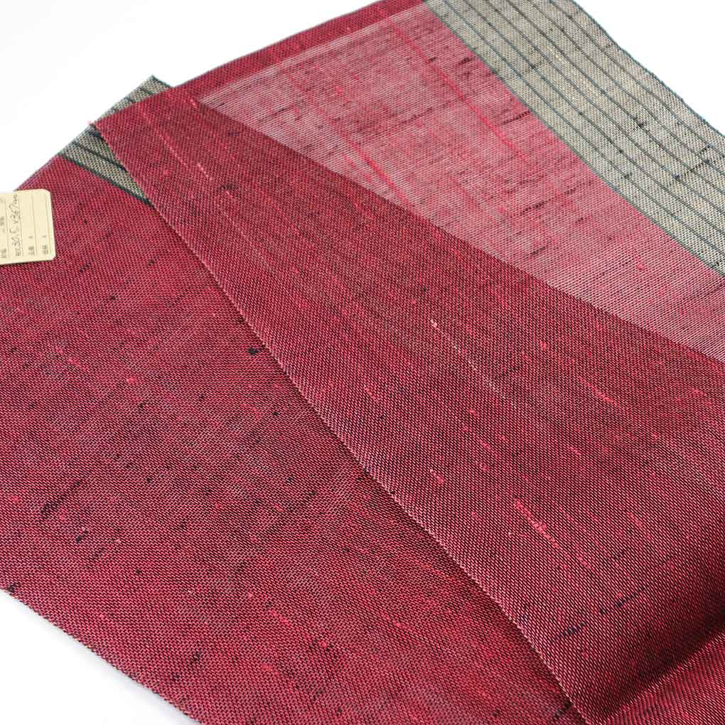 名古屋帯 リサイクル帯 幅30.5cm 長さ367cm レディース 抽象柄 夏用 正絹(シルク)レッド 美品 リメイク リユース【ランクA】