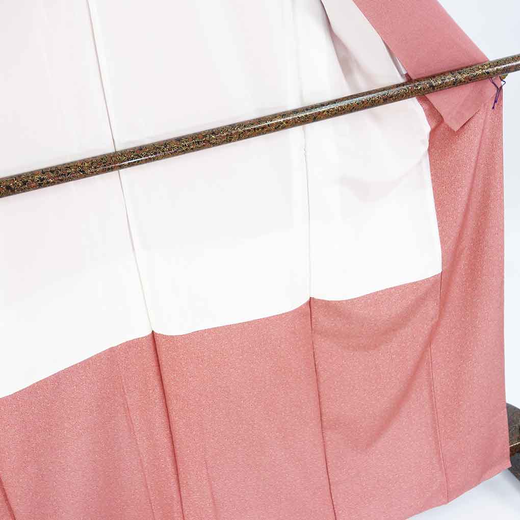 小紋 リサイクル着物 身丈166cm 裄69cm 前幅24cm 後幅30cm 袖丈49cm 袖幅35cm レディース 袷 鮫小紋 裄長 裄L-LLサイズ 秋冬春用 正絹（シルク）ピンク トールサイズ 未使用品 リメイク リユース【ランクS】