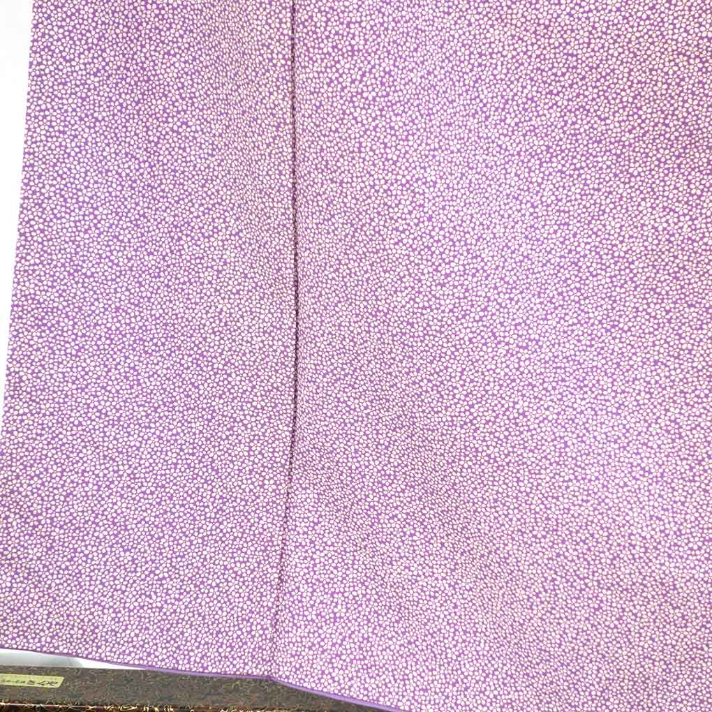 小紋 リサイクル着物 身丈159cm 裄63cm 前幅24cm 後幅28cm 袖丈49cm 袖幅32.5cm レディース 袷 花柄 裄Mサイズ 秋冬春用 正絹（シルク）パープル 美品 リメイク リユース【ランクA】