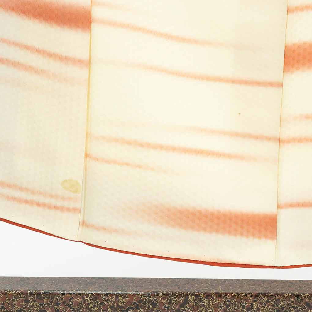 【在庫処分】リサイクル着物 小紋正絹薄オレンジ地横段柄袷小紋着物レディース【裄Sサイズ】【ランクB】