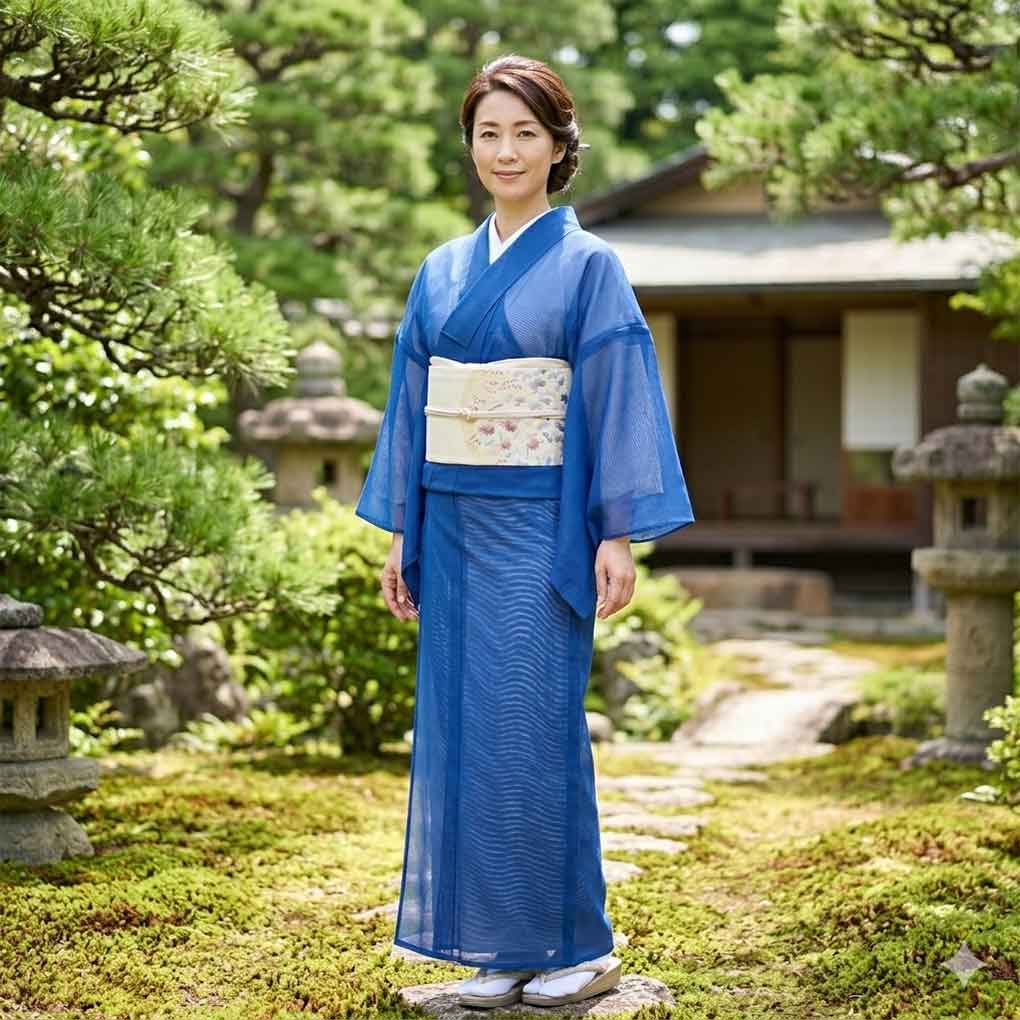 色無地 リサイクル着物 身丈160cm 裄63cm 前幅25cm 後幅30cm 袖丈46cm 袖幅32cm レディース 無地 裄Mサイズ 夏用 正絹(シルク)ネイビー やや難 リメイク リユース【ランクB】